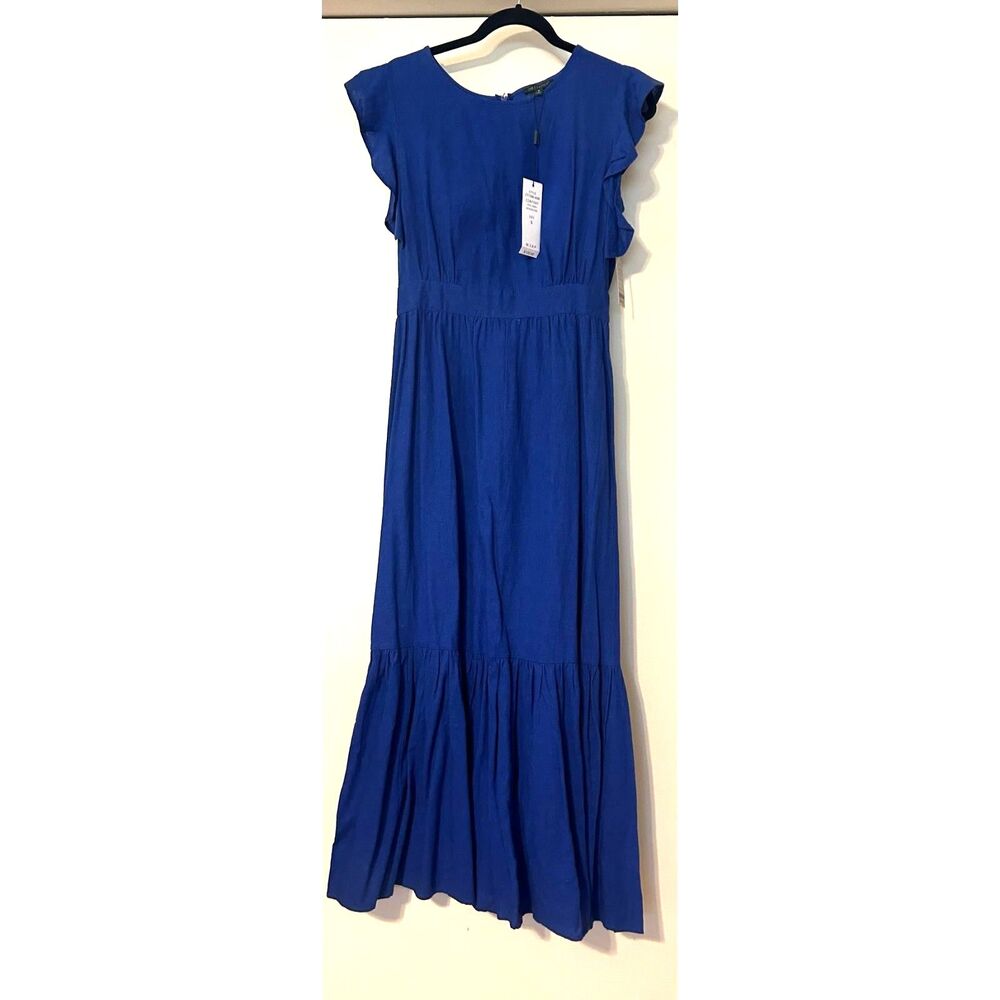 For Cynthia Royal Blue Maxi Dress with Flutter Sleeves